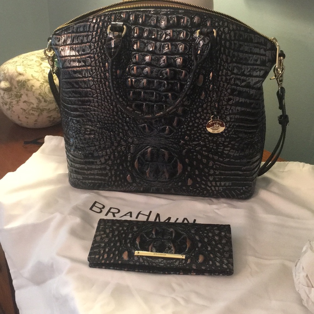 Large Brahmin Duxbury Satchel w/ Wallet Dusk